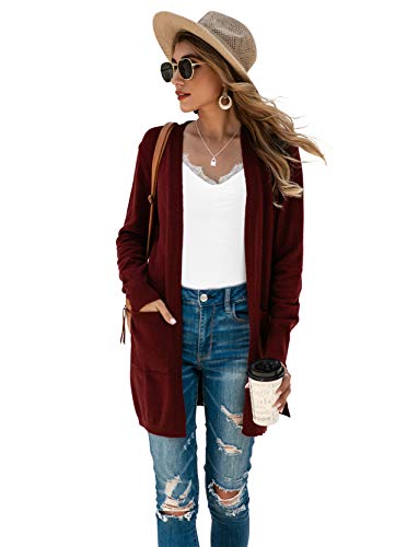 Image of TASAMO Cardigan Sweaters for Women Long Sleeve Open Front Casual Knit Fall Coat Oversized Soft Outwear with Pockets