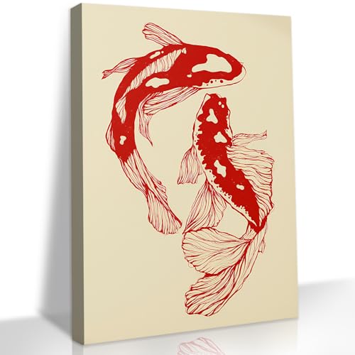 LSXARTQQ Red Koi Aesthetic Print
