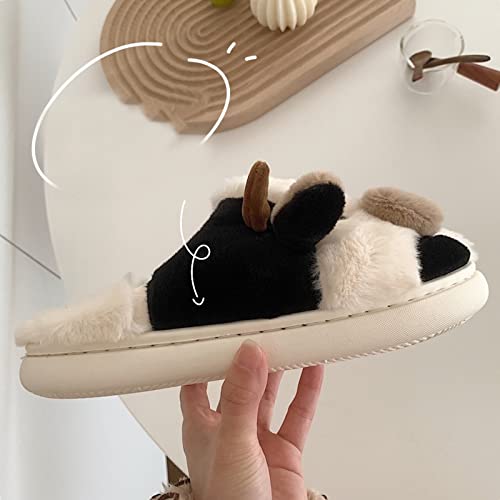 Cartoon Cow Cotton Slippers Cute Animal Slippers Fashion Winter Warm Plush Slippers For Home Indoor Outdoor #TOP6