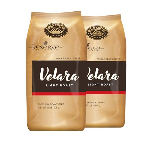 Gold Coffee Co. Velara Premium Blend - Light Roast - Whole Bean 100% Arabica Coffee - Notes of Red Apple, Soft Florals, Milk Chocolate, 2 lbs. (Pack of 2)