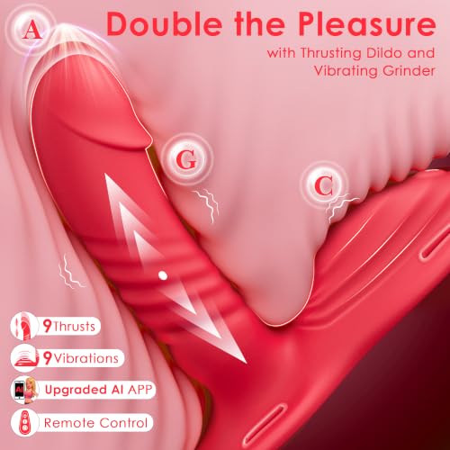 Image of Toendi Riding Grinding Thrusting Dildo Vibrator for Women Couple Sex Toys | Wearable Strap-On Thrusting & Vibrating Dildo Rose Sex Toy, Hands-Free Remote & App Control, Soft Touch, Chastity Devices
