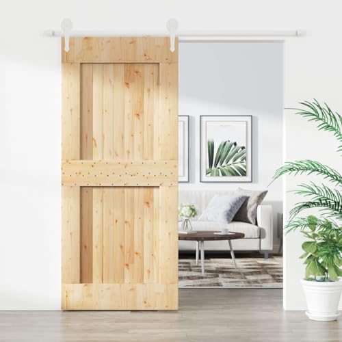 NITCA Porta Scorrevole in Legno con Set Hardware, Porta del Granaio, Porta Scorrevole Esterno e Interno, Porta Scorrevole da Letto, Cucina, Fienile, Garage e così, Bianco 90x210 cm Tipo 14