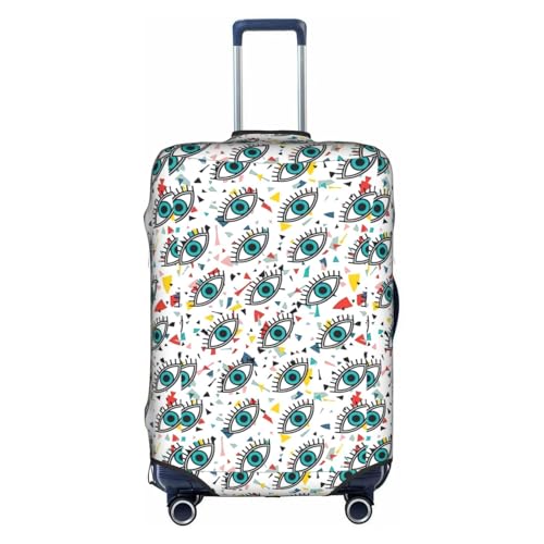 Housse de protection pour valise S blanche à motif yeux en polyester lavable