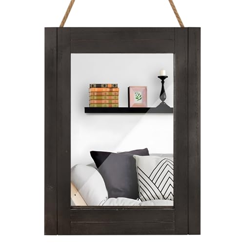DECORKEY Rectangular Wall Mirror 12x16 Rustic White Wood