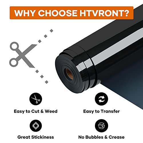 Htvront Htv Vinyl Rolls Black Iron On Vinyl - 12" X 100Ft Htv Vinyl For Shirts, Black Heat Transfer Vinyl For Cricut & Cameo - Easy To Cut & Weed For Diy Heat Vinyl Design #TOP6