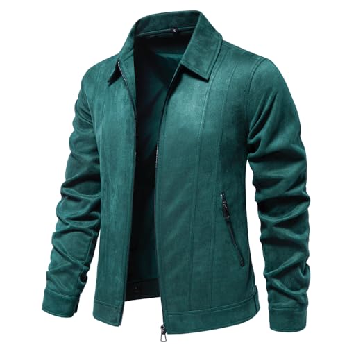 Classic Faux Suede Leather Jacket Men Turn Down Collar Lightweight Suede Men's Jackets4