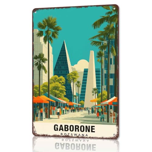 Gaborone Botswana City Landscape Travel Aluminum Metal Sign 8 x 12 Inch
