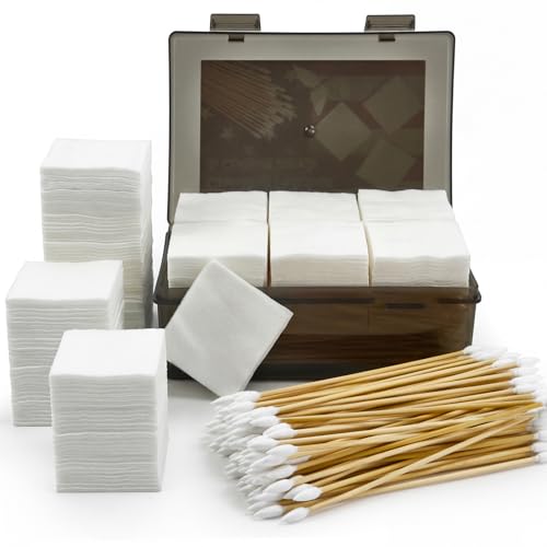 PINGMC Gun Cleaning Supplies - Gun Cleaning Patches and Long Cotton Swabs Set, 6\" Long Cotton Swabs, Lint Free Cloth Fit Most Caliber Firearms