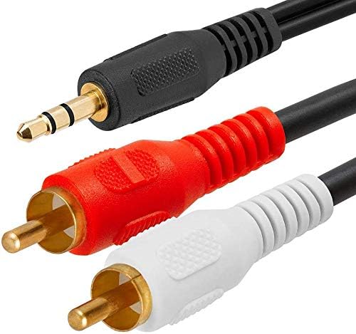 SPIN CART 3.5mm to RCA Cable, 2RCA Male to 3.5mm Male Stereo Y Splitter Audio Cable Compatible with Phones, Laptop, HDTV, Speaker, Home Theater (1.5m)
