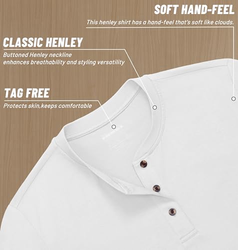 Image of MAGNIVIT Men's Long Sleeve Henley Shirts Cotton 3-Button Spring Casual T-Shirts Solid Color Soft Basic Tops 2026