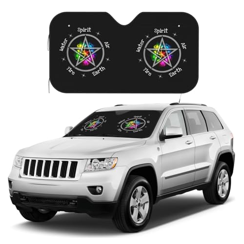 Wicca Five Elements Earth Wicca Wiccan Windshield Sunshade for Car SUV Truck Foldable Uv Ray Reflector Front Window Sun Shade Visor Shield Cover