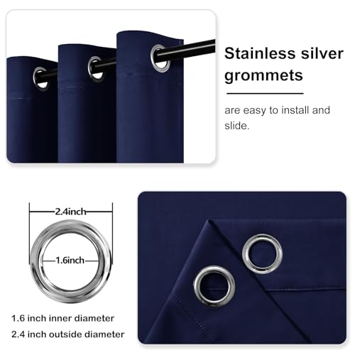 Image of DWCN Blackout Curtains for Bedroom Living Room 42 inch x 63 inch 2 Panels Navy Blue