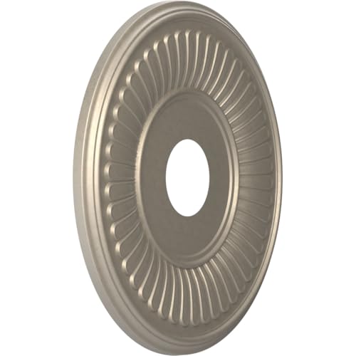 Image of Ekena Millwork CMP16BECSV Berkshire Thermoformed PVC Ceiling Medallion (Fits Canopies up to 7 inch), 16 inchOD x 3 1 /2 inchID x 1 inchP, Metallic Silver Metallic