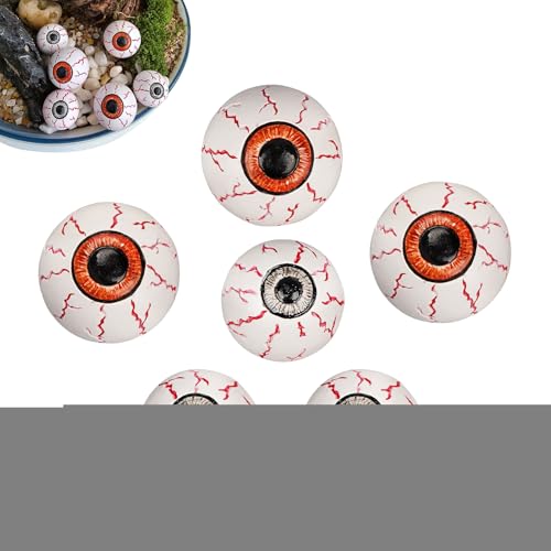 6 bolas hinchables de Halloween, globos oculares, accesorios de terror aterradores, decoración de globos oculares de Halloween, accesorios de terror de resina para mesa de escritorio