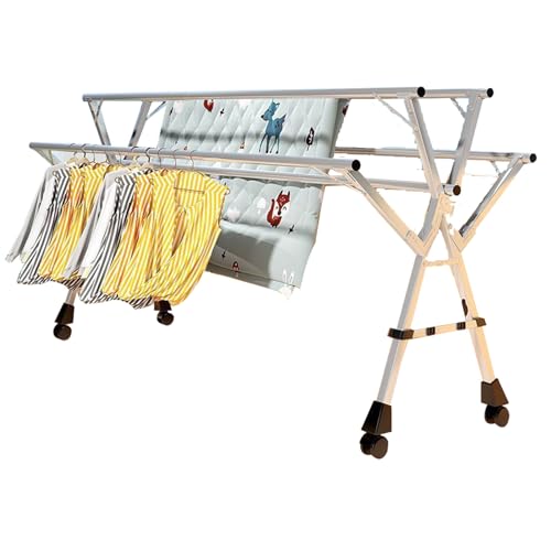 Étendoir à linge pliable en acier traité avec roulettes pivotantes haute charge
