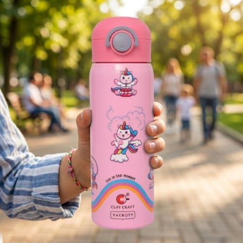 Image of Clay Craft Water Bottle 550ML Stainless Steel Sports /Leak Proof Bottle | Double Walled | for Home, Office, Gym, Travelling | Lightweight | BPA Free | BIS Certified | 1 Year Limited Warranty | Pink