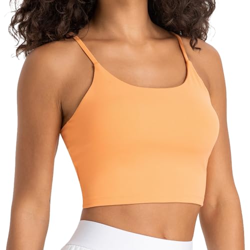 Image of Women's Strappy Stretch Sports Bra Longline Yoga Tank Top Fitness Bra Workout Camisole Crop Tops for Teen Girl