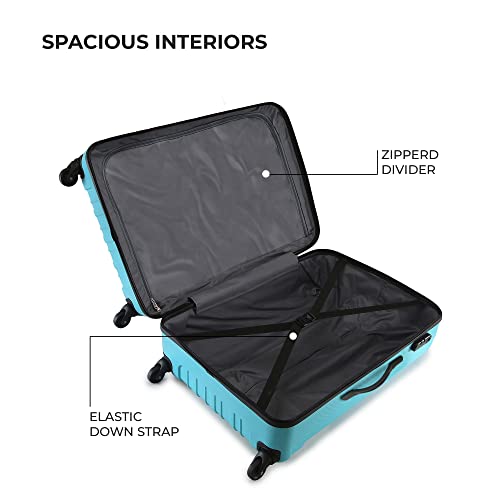 Image of Stony Brook Nasher Miles Storm 65 Cm 24 Inch Polycarbonate Hard-Sided 4 Wheels Spinner Check-In Luggage Trolley Bag (Teal)