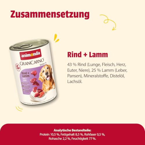 animonda GranCarno Senior Hunde Nassfutter mit Rind + Lamm (6 x 400g)