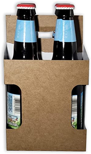 ICE N COLD 4pk Cardboard Bottle Holders – Fits 12oz to 20oz Bottles or Cans – Recyclable Carriers for Beer, Beverage Samplers, Gift Baskets, Liquor Stores, Breweries – 150 Pack, Kraft, Die-Cut
