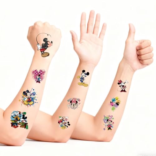 20 Sheets Mickey Mouse Temporary Tattoos for Kids, Disney Birthday Party Favors, Cute Cartoon Decoration Sticker Gifts for Teen Girl Adult Home Activity Class Prizes Carnival Christmas Rewards