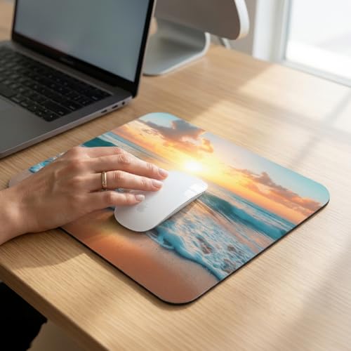 Image of TrendzyKart Premium Non-Slip Mouse Pad | Smooth Surface for Optical & Laser Mice | Anti-Skid Rubber Base | Office, Home & Gaming | Square Ocean Glow Design