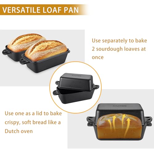 Image of AILITOR Cast Iron Loaf Pan with Lid 9x5 Inch - Bread Baking Pans for Homemade Bread, 2 Piece Set