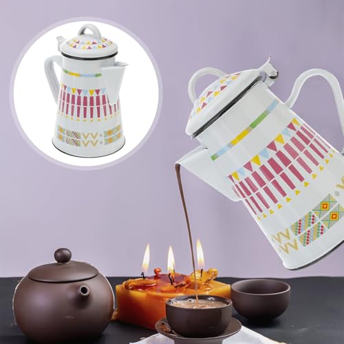 Tetera de esmalte blanca de 0,8l el regalo práctico ideal para el Día del Padre 8