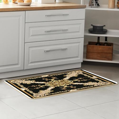 Tapis de cuisine baroque motif nœuds dorés lot de 2 tapis de couloir élégants - 7