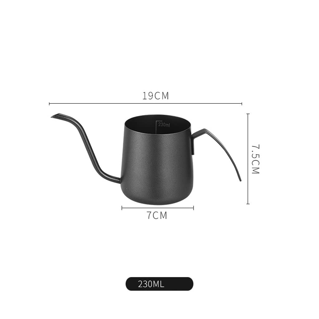 Ręczne kubki do kawy ze stali nierdzewnej kubek ucho wiszący dzbanek do kawy ręczna wylewka kroplowa garnek do parzenia kawy/362(Black,230ml)