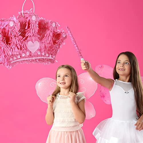 Princess Crown Pinata With Blindfold, Bat And Confetti Small Pink Princess Pinata For Girls Kids Suitable Size For Birthday Parties Princess Theme Parties Decoration Supplies Game, 15.7 X 9 X 3 Inch #TOP3