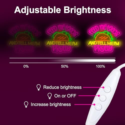 Image of Feed Me Tacos And Tell Me I'm Pretty Neon Sign Tacos LED Light | USB Powered Dimmable Mexican Restaurant Decor Taco Party Fast Food LED Light Coffee Decor 15.7 inchx13.8 inch