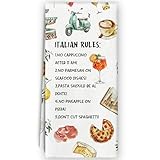 Bnzolyoia Italy Gifts Kitchen Towels - Italian Kitchen Home Decor, Chef Gifts, Italian Rules Hand Towels Dish Towels for Kitchen, 16x24 Inch