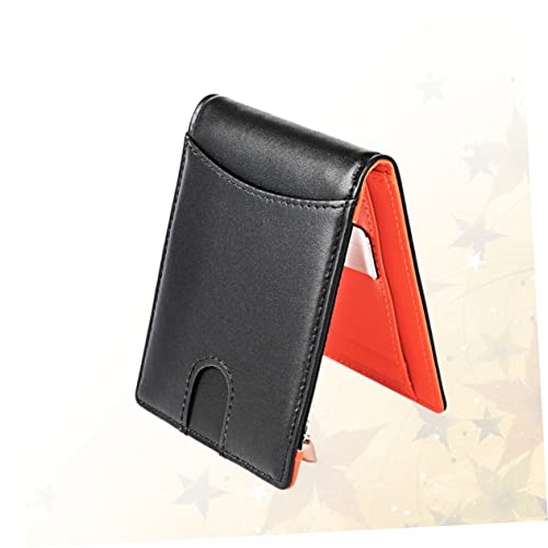 Ultrathin Mens Folding Wallet with Rfid Protection Coin Pocket Photo Holder and Money Clip Durable Cowhide Billfold for and Daily Use Black4