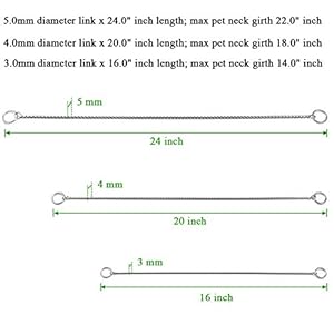 Mogoko Stainless Steel Dog Choke Chain Collar, Puppy Metal Snake Chain Pet Show Slip Collar Choker for Training Walking (Silver;16.0″*3.0mm)