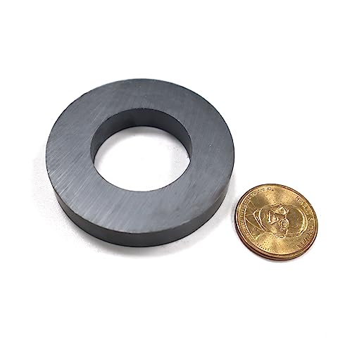 Ringmagnete große Qualität Y35 Keramikmagneterund stark Ferrit magnete mit Loch Ø 60 mm x 32mm x 10 mm, Magnetring Scheibe mit Loch Ring für Industrie, DIY, Basteln, Wissenschaftsprojekte (2 Stück)