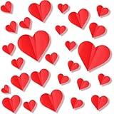 60stk 3D-Wanddekorationen zum Valentinstag, Wasserfeste Rote Herz-Wandaufkleber für Zuhause Schlafzimmer Hochzeit Jubiläumsfeier Büro & Schule