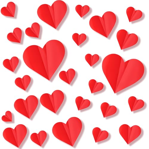 60stk 3D-Wanddekorationen zum Valentinstag, Wasserfeste Rote Herz-Wandaufkleber für Zuhause Schlafzimmer Hochzeit Jubiläumsfeier Büro & Schule