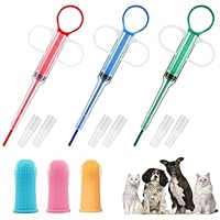 ElevaPulse Tablettengeber für Katzen und Hunde - 6er Set mit Pill Assist Katze, Medikamenten Spritze und Fingerzahnbürsten für Haustierpflege