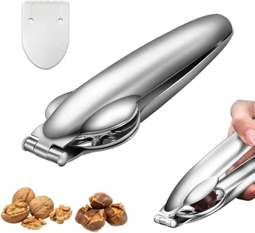 Ayucanpeng Cortador de Castañas de Acero Inoxidable,Alicates Castañas, Corta Castañas,Pinzas de Castañas Multifuncional,Aplica Descascarillado Rápido Nueces, Avellanas Almendras