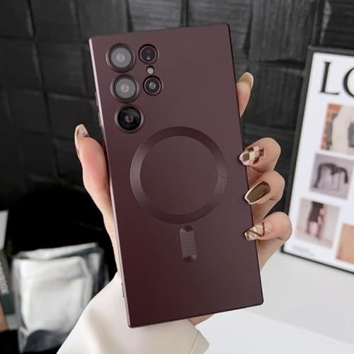Étui magnétique Samsung S23 Plus rouge violacé avec protection d'objectif intégrée