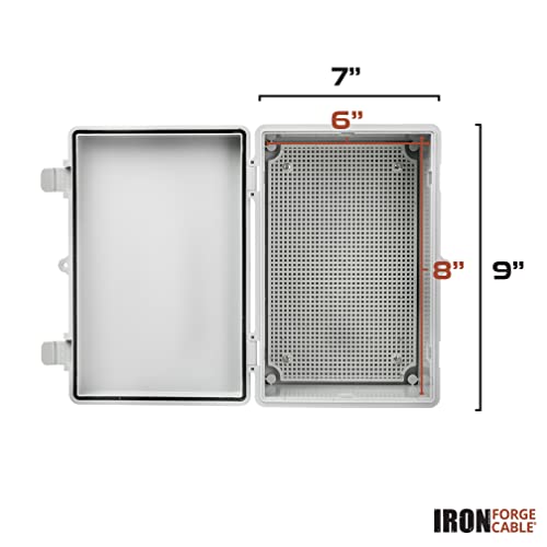 Outdoor Electrical Junction Box with Mounting Plate - 9 x 7 Inch Dustproof Waterproof Plastic Universal Durable Hinged Project Enclosure - Image 3