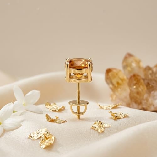 Image of Single Stud For Men & Boys | Gold Plated Pure 925 Sterling Silver Earring | 6mm X 6mm Round Shaped Gemstone Single Screwback Stud | Gift for Men & Boys | Model ERSMY00935