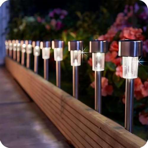 KRUMAD Solarlampen für Außen Garten, 6er Set LED Solarleuchten mit Erdspieß, Wasserdicht IP44, Automatischer Sensor, Warmweiß für Terrasse, Hof,...