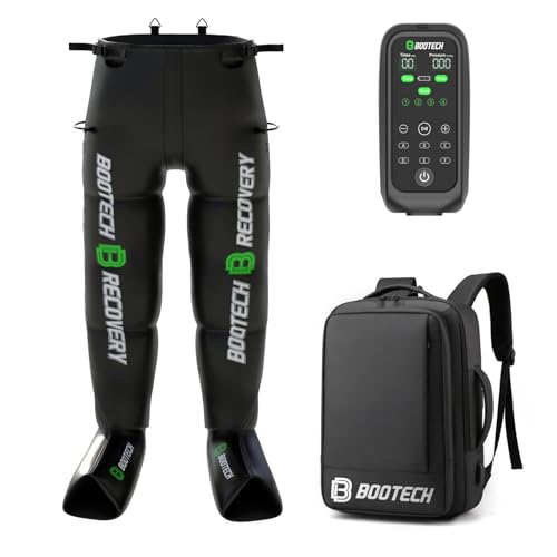 BOOTECH Premium-Pressotherapie, wiederaufladbar, für zu Hause, Massagegerät für müde Beine, verbessert die Durchblutung, Erholung der Muskulatur, Lymphdrainage, Cellulite, Automie, Akku, 5H