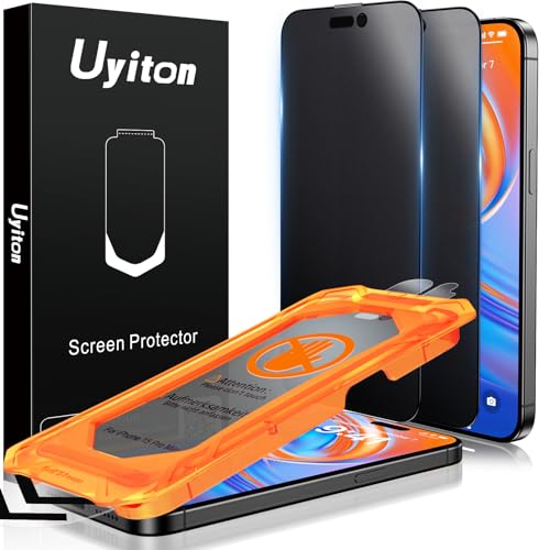 Uyiton for iPhone 15 Pro Max Matte Privacy Screen Protector - Anti-Fingerprint [Easy to Install] Anti-Spy Shatterproof Full Coverage 9H Tempered Glass Screen Cover 2 Pack