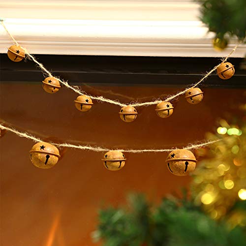 30 Pack Christmas Rusty Bells Christmas Bells Star Cutouts Bells Christmas Sleigh Bells For Holiday Decoration Crafting 3 Sizes, With 33 Feet Jute Rope #TOP4