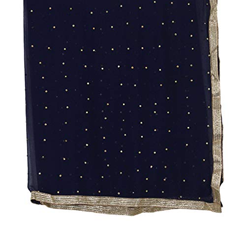 Dupatta Golden Lace And Beads Neck Scarf Wrap Semi Chiffon Ethnic Hijab Sarong Shawl Chunni Stole for Woman4