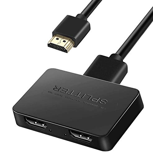 HDMI 1 en 2 salidas, 4K 3D 1080P, 2 mismas salidas pantalla al mismo tiempo, interruptor HDMI con un cable HDMI Plug and Play para Xbox, PS4, PS3, reproductor Blu-Ray, DVD, HDTV 1 in 2 out Cover