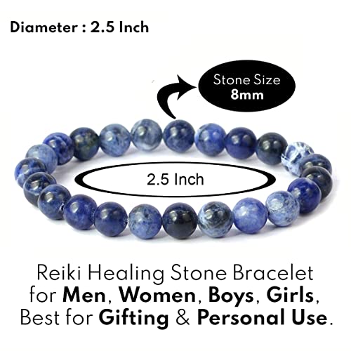 Image of Reiki Crystal Products Certified Natural Crystal Stone 8 mm Round Beads Bracelet for Men & Women | Reiki Charged Gemstone Bracelet | Multiple Stone Variants Available